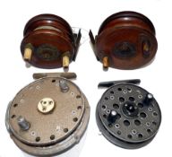 REELS: (4) Pair of Slater latch mahogany/brass starback reels, 3.5