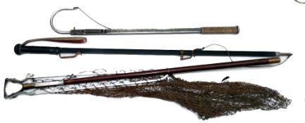 ACCESSORIES: (3) Early Hardy folding landing net, 17
