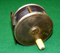 REEL: Hardy brass/ebonite early fly reel, 3.5