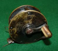 REEL: Fine early Hardy all brass crank wind winch, 2.25