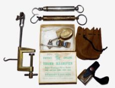 ACCESSORIES: (5) Foster's Angler's Thumb Magnifier glass, nickel finish, c/w glass pouch, chamois