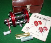 REEL: Abu Record Ambassadeur 6000 red multiplier reel, 4 screw, grooved end plates, grey spool core,