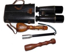 ACCESSORIES: (5) Vintage pair of brass/leather wrapped binoculars 7
