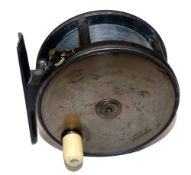 REEL: Superb early Hardy brass faced Perfect salmon fly reel, 4