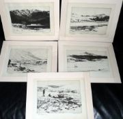 PRINTS: (5) Set of 5 Norman Wilkinson dry point prints entitled 
