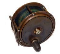 REEL: Scarce Allcock 1894 pattern bronze/ebonite Hercules salmon reel, 4.25