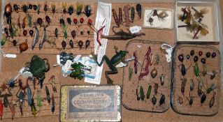 LURES: Fine collection of mainly rubber insect lures including a rare Kennedys Coch-Y-Bondhu large