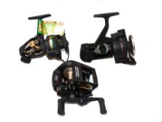 REELS: (3) Three Abu factory salesman sample cut away reels, Abu Cardinal 4 with foil label,