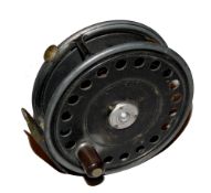 REEL: Hardy St John alloy fly reel, 3 screw drum latch, Duplicated Mk2 check, black handle, rim