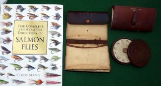 ACCESSORIES: (4) Hardy The Houghton cast case, dark brown leather, chamois pocket interior, assorted
