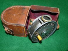 REEL & CASE: Early Hardy St. George alloy trout fly reel, 3.75