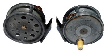 Reel: Rare 1st model Hardy Perfect alloy trout fly reel c 1897, 3-1/8