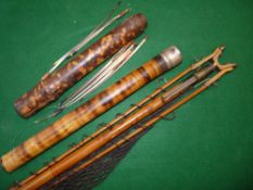 ACCESSORIES: (3) Early mottled bamboo float tube, 14