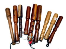 PRIESTS: (9) Collection of 9 wooden turned salmon/trout priests, 6