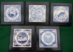 ORIGINAL FRAMED CERAMIC TILES: (5) Two Lakes Fishery, 1977, 1978, 1979, 1980 and 1981, framed