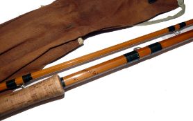 ROD: Scarce JJS Walker Bampton, Alnwick 14' 2 piece split cane salmon spinning and fly rod with