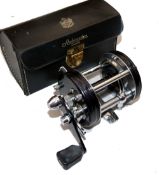 REEL: Fine Abu Ambassadeur 6000C black multiplier reel, 3 screw grooved end plate, black handle,
