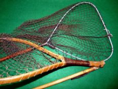 LANDING NETS: (2) Rare Hardy The Cast Over Net, c1911, bent ash pear shaped frame 15