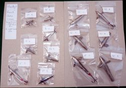 LURES: Collection of 13 Hardy Pennell metal minnow lures, sizes 1