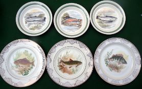 PLATES: (6) Six ceramic plates with fish decoration, 3 x Port Merion series 7.25