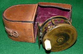 REEL & CASE: Fine Hardy all brass Perfect fly reel, rarely seen 3.5