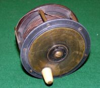 REEL: Early F T Williams alloy Hercules pattern salmon fly reel with ebonite backplate, 3.75