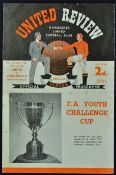 1955/1956 Manchester United v Chesterfield FA Youth Cup Final football programme (with Bobby