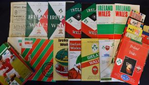 Large collection of Ireland v Wales rugby programmes from 1948 (Grand Slam) onwards (H&A) to include