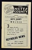 1955/56 Notts. County v Wolverhampton Wanderers football programme friendly match date 3 May appears