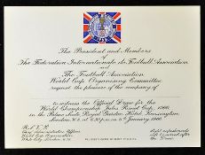 1966 Football World Cup Official Draw Invitation Card in the Palace Suite, Royal Garden Hotel