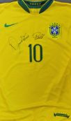 Ronaldinho Signed Brazil International football shirt hand signed to the front by both Ronaldinho