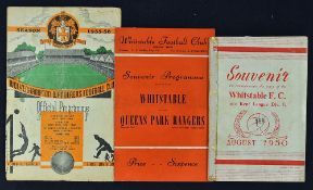 1950 Whitstable v Queens Park Rangers Football Souvenir Programme together with Whistable F.C