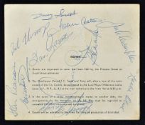 1958 Manchester United return from the FA Cup Final at Wembley official invitation card from the