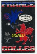 1977 France v Wales signed rugby programme - played at Parc Des Princes on Saturday 5th February and