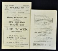 New Brighton in the 1958/1959 FA Cup football programmes away v Bangor City (20 Sept) and replay