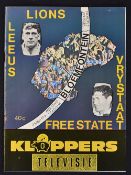 Scarce 1974 British Lions v Orange Free State rugby programme - played at Bloemfontein (G)