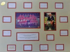 1968 Manchester United European Cup winning team presentation framed and glazed montage with