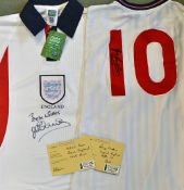 1986 Gary Linekar and 1998 Michael Owen Signed Football Shirts both replica short sleeve shirts,
