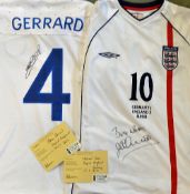 Steven Gerrard and Michael Owen Signed Football Shirts both replica, short sleeve, size M, with