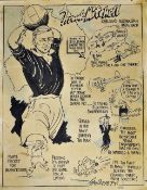 Art caricature on cardboard of Frank Mitchell as a Chelsea player size 13