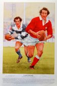 Gareth Edwards Cardiff, Wales, British Lions and Barbarian - signed rugby ltd ed print - signed in