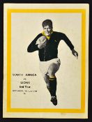 1968 British Lions v South Africa rugby programme - for the 3rd test played at Newlands Cape Town
