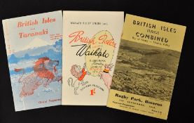 3x 1959 British Lions tour to New Zealand rugby programmes - to incl v Taranaki (8/8/59), v