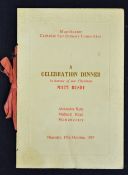 1957 Celebration Dinner Menu in honour of Matt Busby the Chairman of the Manchester Catholic