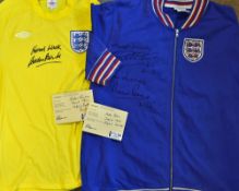 1966 Signed England Jacket and Gordon Banks Signed Goalkeeper Football Shirt replica, size L, the