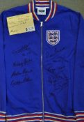 England 1966 Multi-Signed Football Training Jacket includes Hurst, Hunt, Peters, Wilson, Stiles, J
