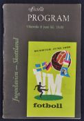 1958 World Cup Scotland v Yugoslavia football programme dated 8 June 1958, 90 pages. Slight