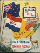 1949 New Zealand All Blacks rugby tour of South Africa Souvenir Programme - original coloured