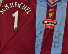 Two Unique Aston Villa Football Shirts 1999/00 David James No 1 signed Aston Villa outfield football