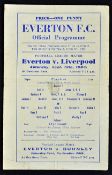War time 1942/1943 Everton v Liverpool football programme dated 19 September 1942, single sheet.